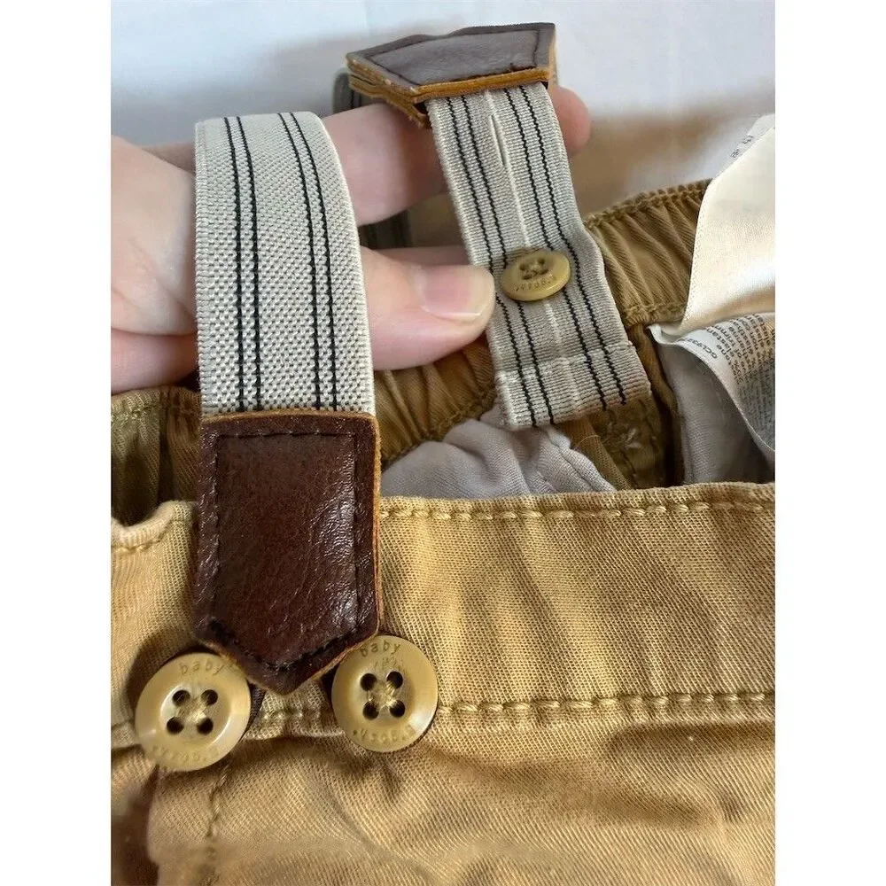 OshKosh B'gosh Baby Boys Khaki Suspender Pants Beige Size 6-9 Months Dressy